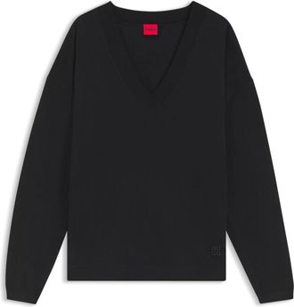 HUGO BOSS Truien & Vesten, Heren, Zwart, XL, Wol, Sessarina V-neck Sweater