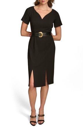 DKNY Belted Stretch Sheath Dress in Black at Nordstrom, Size 10