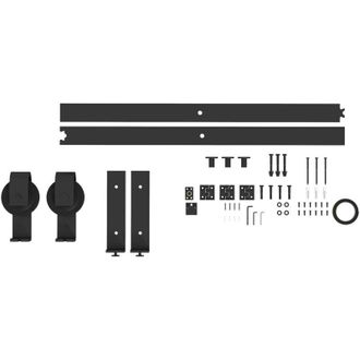 HOMCOM Kit Porta Scorrevole in Acciaio al Carbonio Nero 122x0.5x4 cm