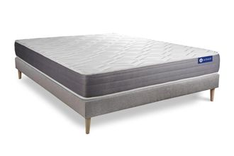 Actisom Somier gris + colch&oacute;n con espuma viscoel&aacute;stica 120 x 190