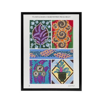 Artery8 Colourful Vintage Floral Designs Framed Canvas Wall Art Print Seguy | Size: W24 x H32
