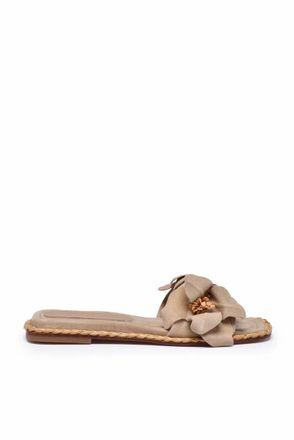 Paloma Barcel&oacute; Suede Slide Sandals - Beige