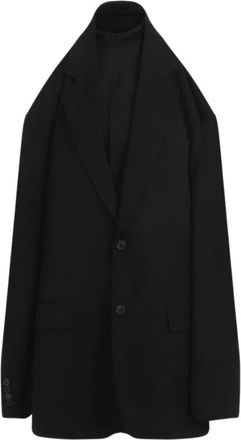 Balenciaga Single-Breasted Revers Blazer - Dames - Blazers - Zwart - 2XS - Leer - Jassen