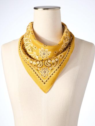 Talbots Boho Bandana Neckerchief - Amber Gold - 001 Talbots