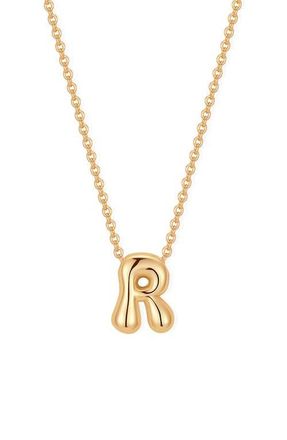 Brook & York Mini Pippa Bubble Initial Pendant Necklace in Gold R at Nordstrom