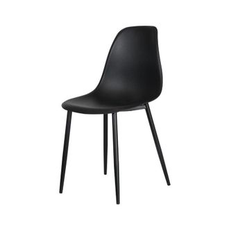 Home Source Industries Home Source - Curve Chair Plastic Seat with Metal Legs (Set of 2) - L52 x W46 x H84 cm - Black - Flat Packed