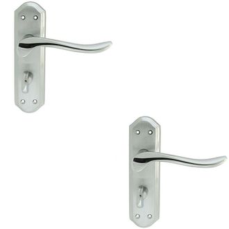 Loops 2x PAIR Curved Handle on Sculpted Bathroom Backplate 180 x 48mm Chrome