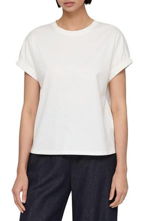 Lafayette 148 New York Gathered Cuff Cotton Jersey T-Shirt in White at Nordstrom, Size Xx-Small