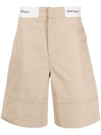 Palm Angels Bermuda shorts met logoband - Beige