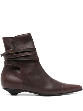 Romeo Gigli 1990s leather ankle boots - women - Leather/Calf Leather/Calf Leather - 38 - Brown
