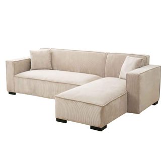 Oviala Sof&aacute; esquinero de 3 plazas con chaise longue derecha crudo l 247 cm