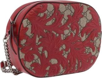 Gucci Pre-owned Vintage GG Canvas Shoulder Bag - Dames - Vintage Schoudertas - Rood - ONE Size - Leer - Vintage