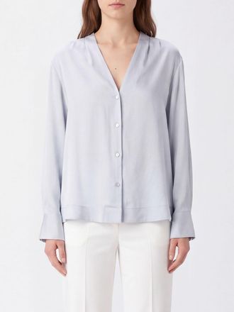 Forte_Forte Long-Sleeve Pure Silk Shirt with V-Neck