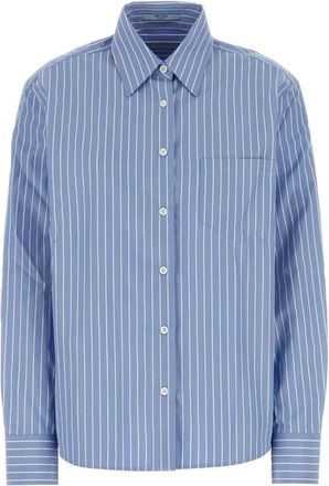 Prada Light Blue Printed Poplin Shirt