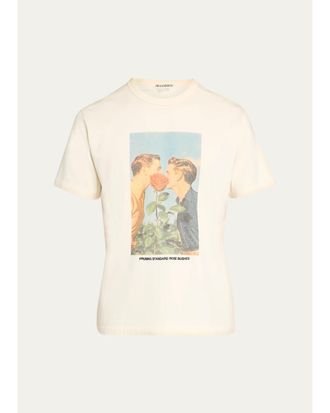 J.W.Anderson Mens Kissing Graphic Cotton T-Shirt
