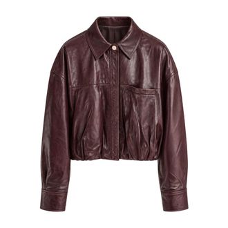 Sportmax Leren Jas - Dames - Leren en Su&egrave;de Jassen - Paars - S - Leer - Jassen