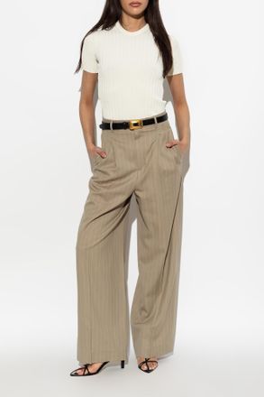 Ami Pleated Top, Womens, Cream