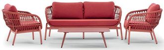 LLR Collection 4-teiliges Outdoor Design Lounge-Set Elba - Rot