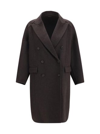 Brunello Cucinelli Brown Peaked Lapel Trench Coat