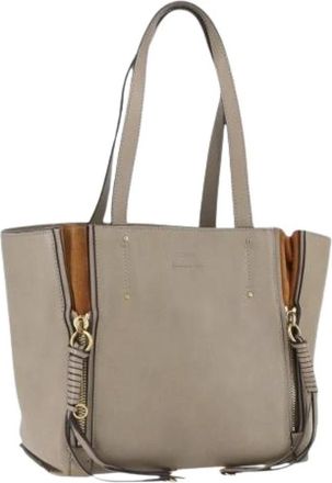 Chlo&eacute; Pre-owned Milo Shopping Tote - Dames - Vintage Shopper - Beige - ONE Size - Leer - Vintage