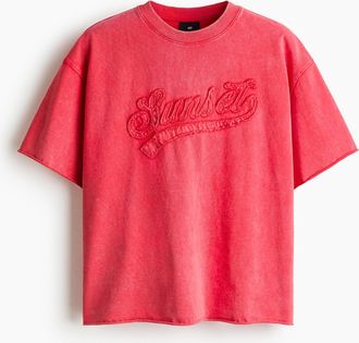 H&M Kastiges T-Shirt in Oversized Fit - Red