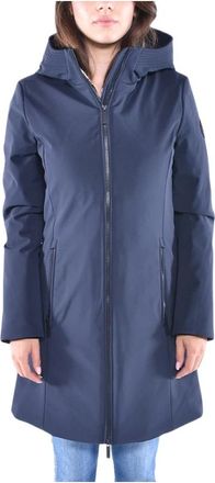 Woolrich High-Performance Softs Dons Parka - Dames - Regenjassen - Blauw - M - Polyester - Jassen