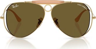 Ray-Ban 53mm Shooter Pilot Sunglasses in Arista/dark Brown at Nordstrom