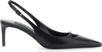 Dolce & Gabbana Schoenen, Dames, Zwart, 37 EU, Leer, Zwarte Hak Slingback Lucido Stijl