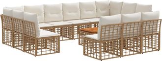 vidaXL Conjunto De Sof&aacute;s De Exterior 14 Uds. 13 Plaza Natural Y Crema Vidaxl
