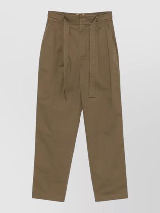 Saint Laurent straight leg cotton trousers belted waist