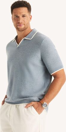 Nautica Mens Big & Tall Tipped Textured Sweater Polo