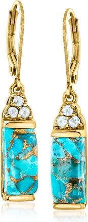 Ross-Simons Turquoise and. Sky Blue Topaz Drop Earrings in 18kt Gold Over Sterling
