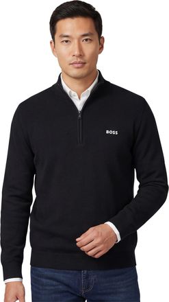HUGO BOSS Trui half zip Boss Green Momentum-X normale fit effen zwart