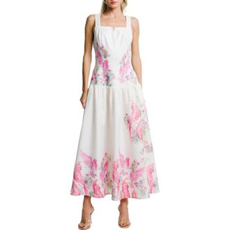 Ciebon Marsella Print Square Neck Maxi Sundress in Cream Multi at Nordstrom, Size X-Small