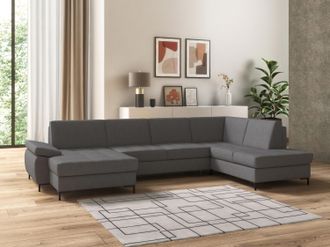 Domo Collection Wohnlandschaft »Capelo, komfortabel, klare Linien zeichnen dieses Design aus, U-Form« mit Armteilverstellung, wahlweise mit Bettfunktion, Federkern