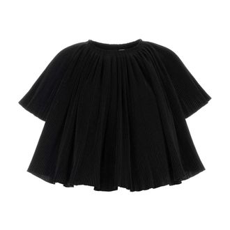 Co Blouses, female, Black, Size: S Crinkle Pleated Cape Top
