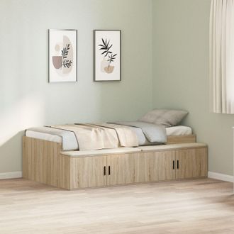 Berkfield Home Storage Bed Frame Sonoma Oak 80x200 cm in Brown