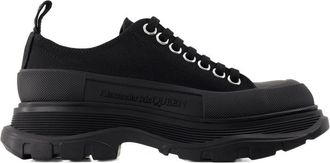 Alexander McQueen Womens Tread Slick Sneaker Black Canvas