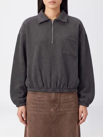 Darkpark Felpa polo in cotone relaxed fit con zip e spalle cadute