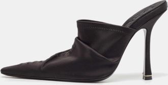 Alexander Wang Black Satin Pointed Toe Mules