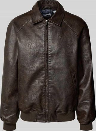 Karl Kani Bomberjacke in Leder-Optik mit Eingrifftaschen Modell Signature in Dunkelbraun, Gr&ouml;&szlig;e XXL