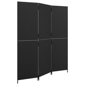 vidaXL Biombo De 3 Paneles Rat&aacute;n Sint&eacute;tico Negro Vidaxl