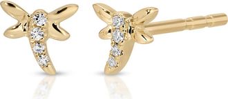 EF Collection Mini Dragonfly Diamond Stud Earrings in 14K Yellow Gold at Nordstrom