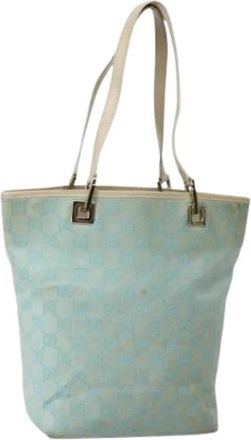 Gucci Pre-owned Canvas Tote Bag - Dames - Vintage Shopper - Blauw - ONE Size - Vintage