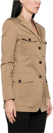 Tagliatore Giamila Gestructureerd Safari Jack - Dames - Blazers - Beige - L - Katoen - Jassen