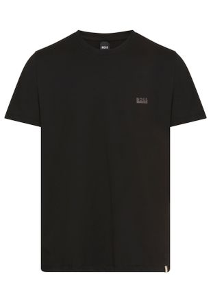 HUGO BOSS T-Shirt BOSS, Herren, Gr. M, schwarz (schwarz 001), Jersey, Obermaterial: 100% Baumwolle, unifarben, regular fit normal, Rundhals, abgesteppte Kante, 
