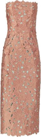 Costarellos Zira Floral-cut Strapless Midi Dress