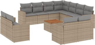 vidaXL Juego De Sof&aacute;s Jard&iacute;n Con Cojines Beige Mezcla 12 Pzas Rat&aacute;n Pe Vidaxl
