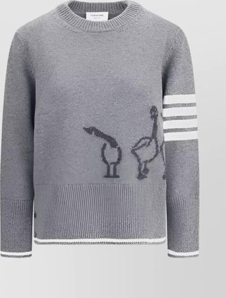 Thom Browne geese graphic wool sweater with asymmetric hem