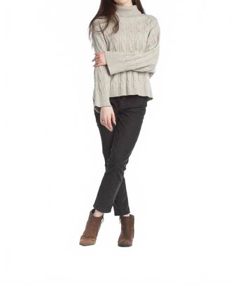 Papillon Cable Knit Oversized Cropped Sweater In Stone